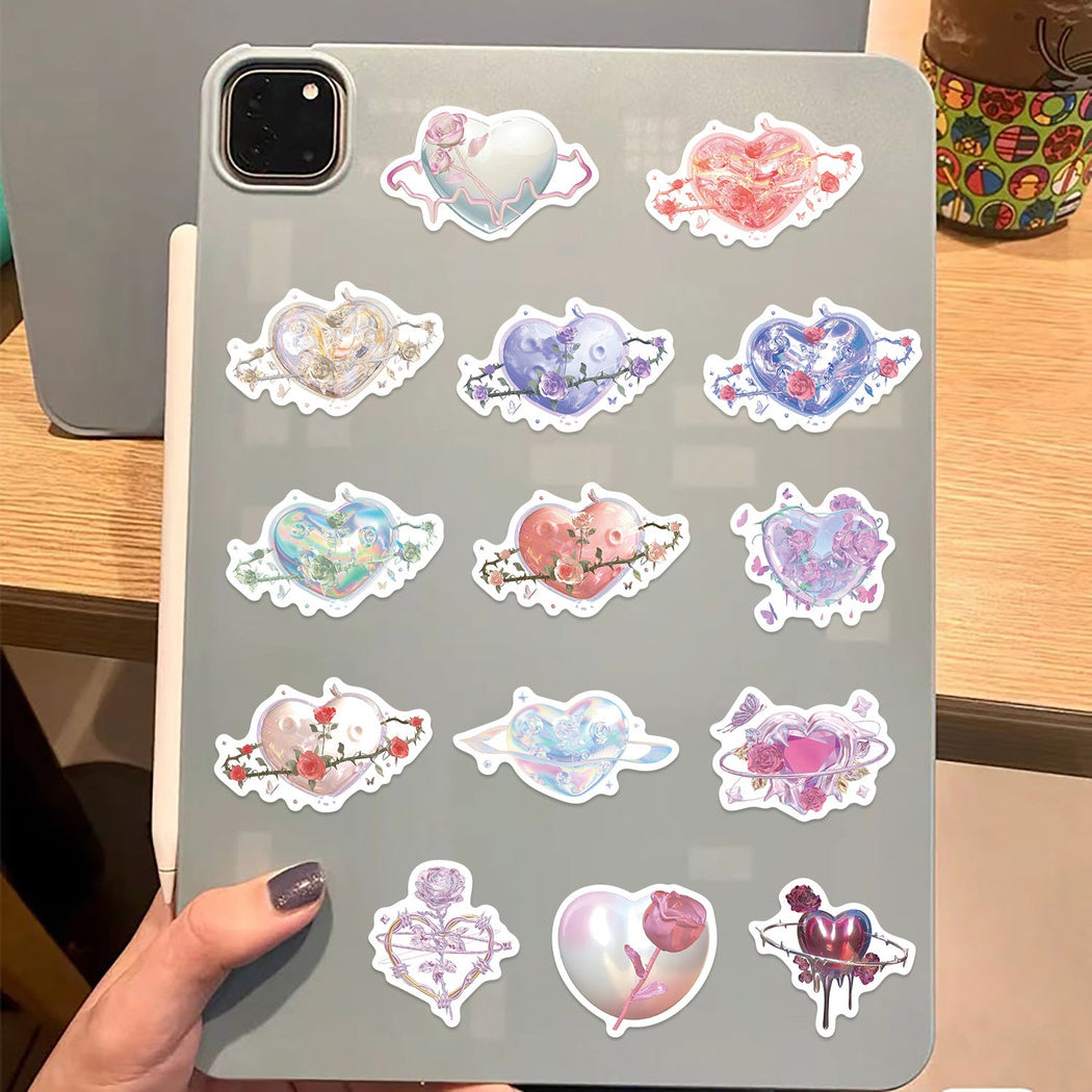 Lunira - Rose Heart Colorful Sticker Pack