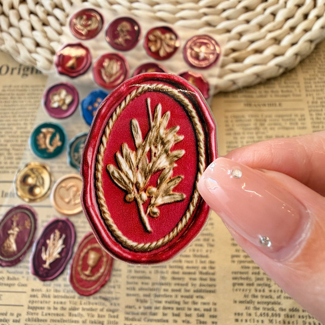 Wax seal motif sticker close-up