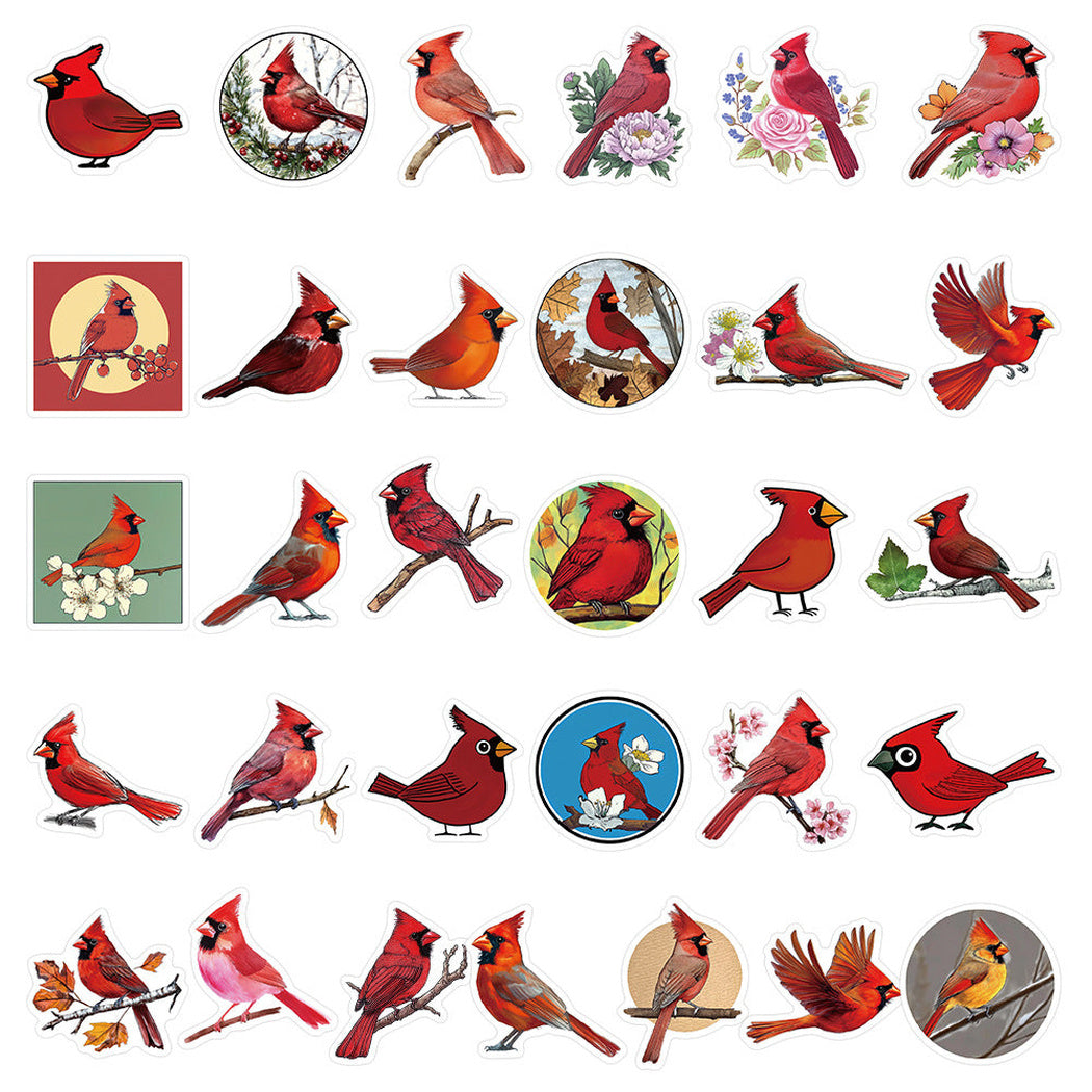 Lunira - Red Bird Watercolor Sticker Pack