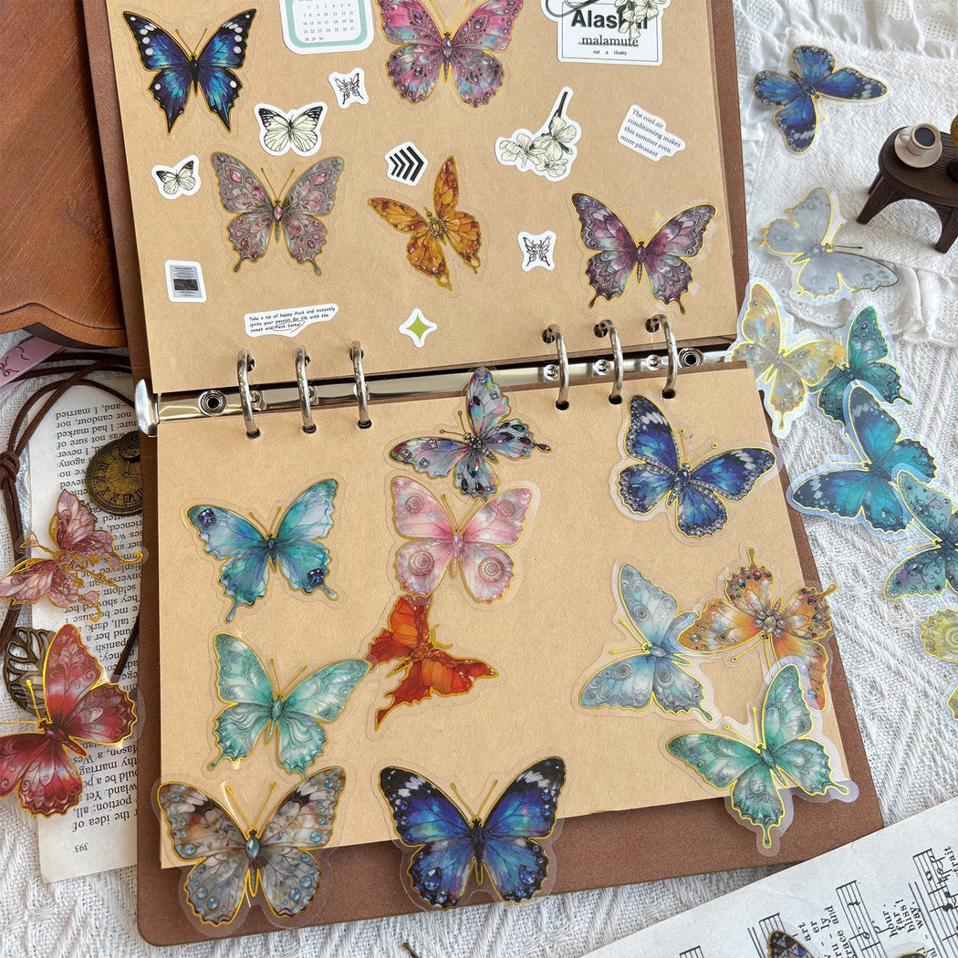 Watercolor butterfly sticker close-up