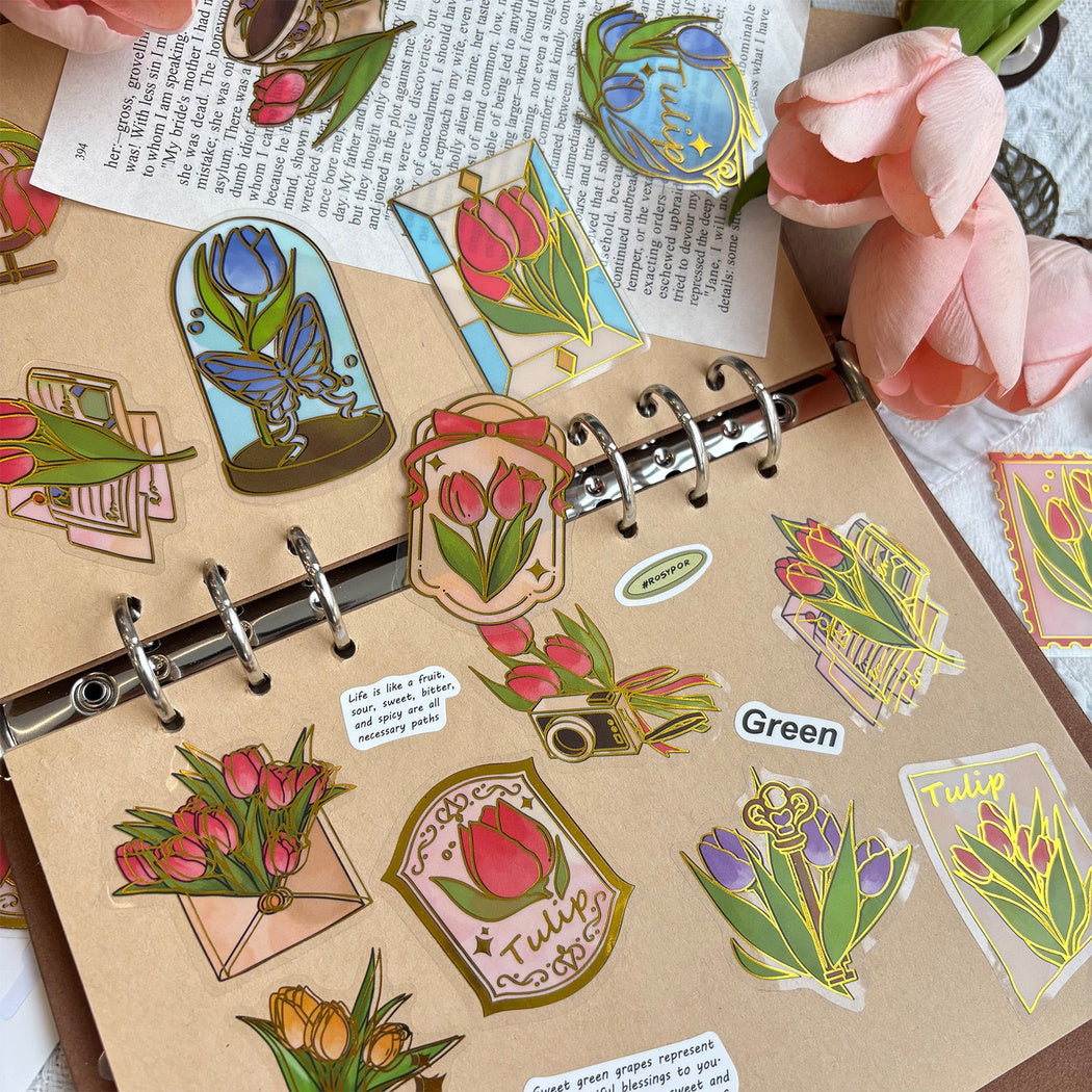 Vintage floral postage sticker close-up