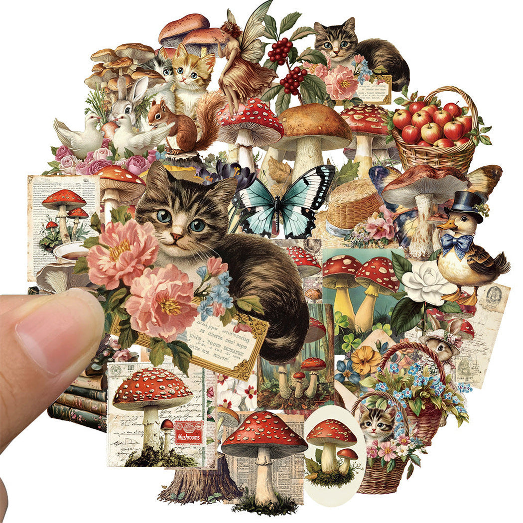 Lunira - Mushroom Cat Vintage Sticker Pack