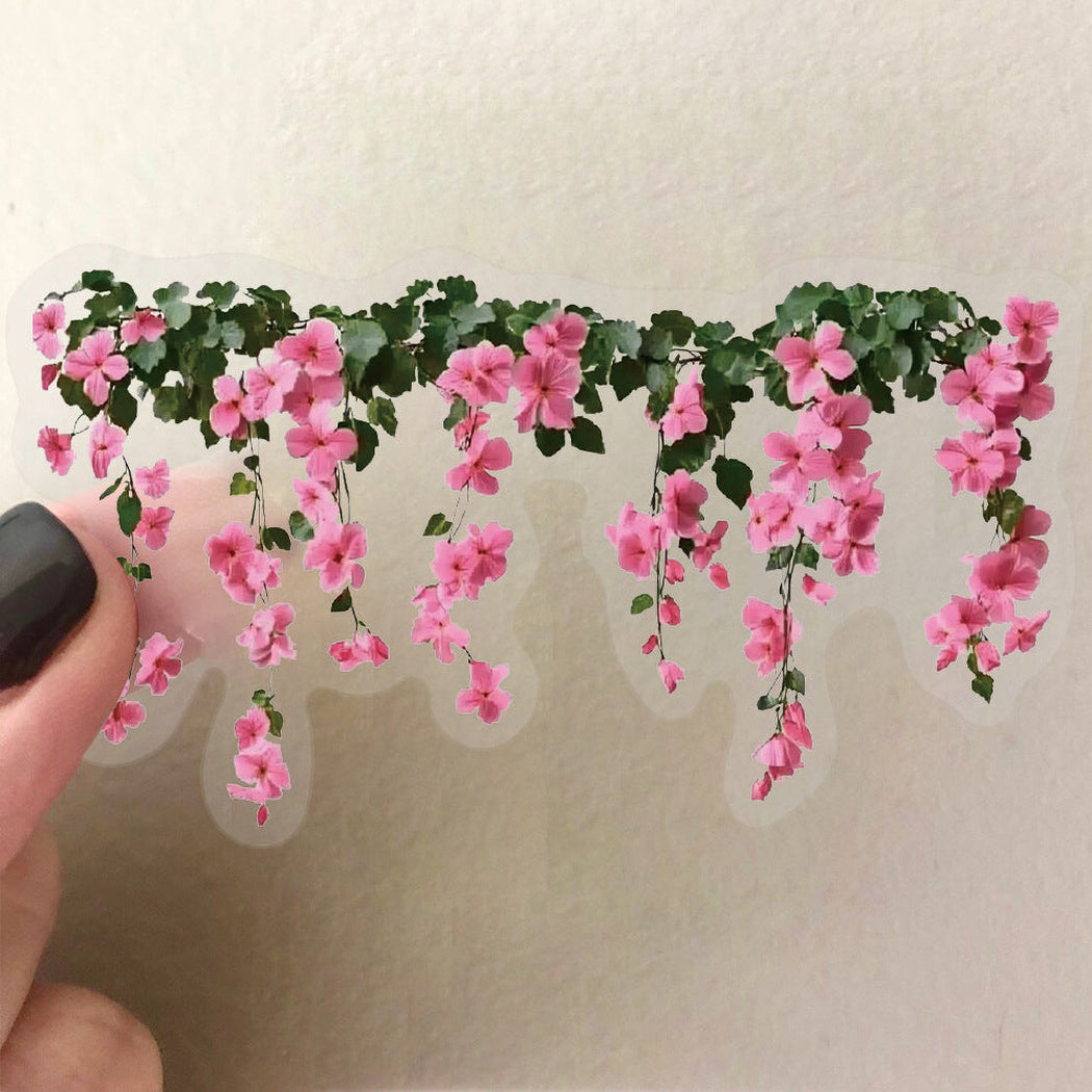 Floral border and garland sticker close-up