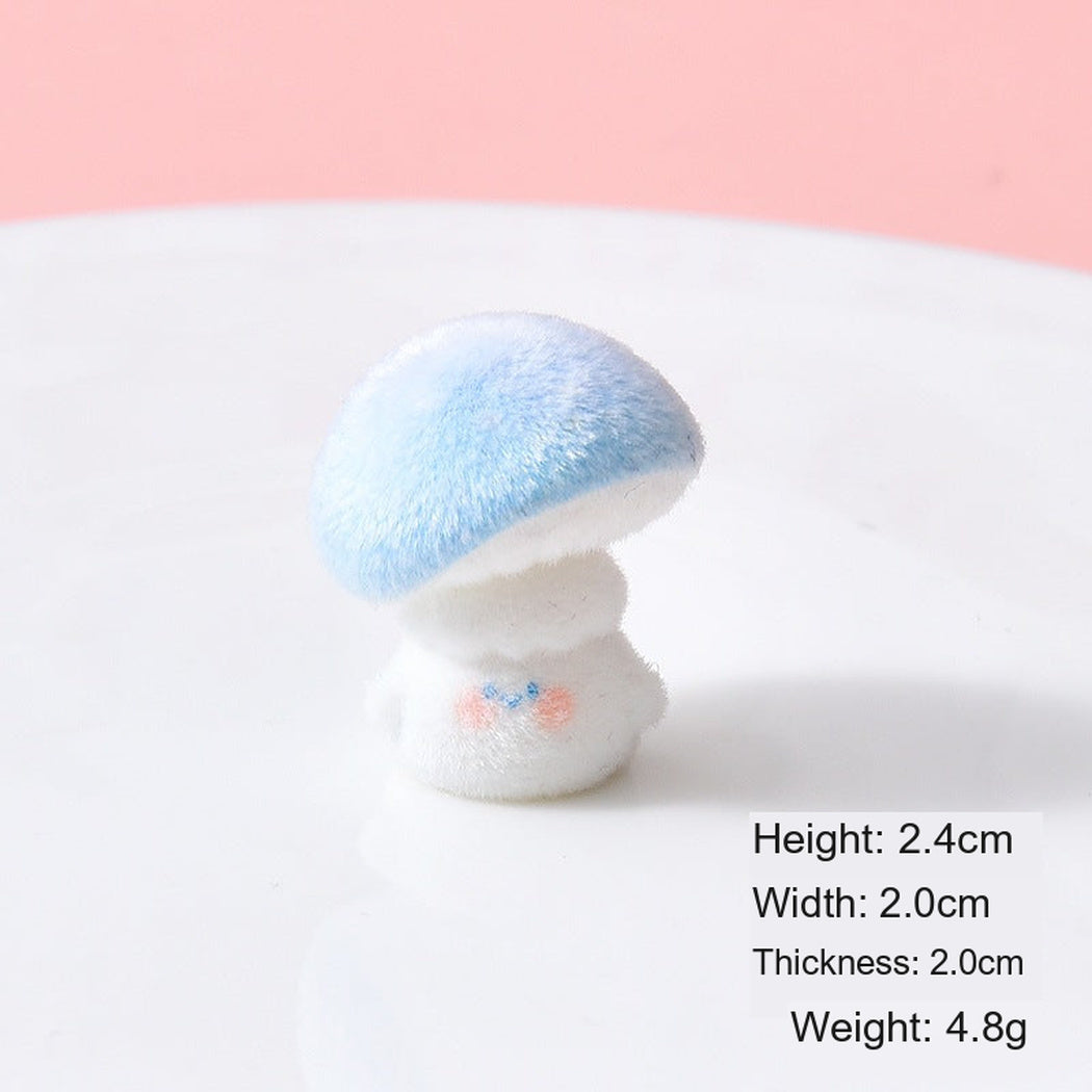 Smile Flocked Expressive Mushroom Figurine, single variant view