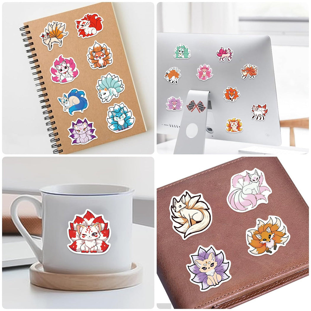 Lunira - Colorful Nine-Tailed Fox Cartoon Sticker Pack