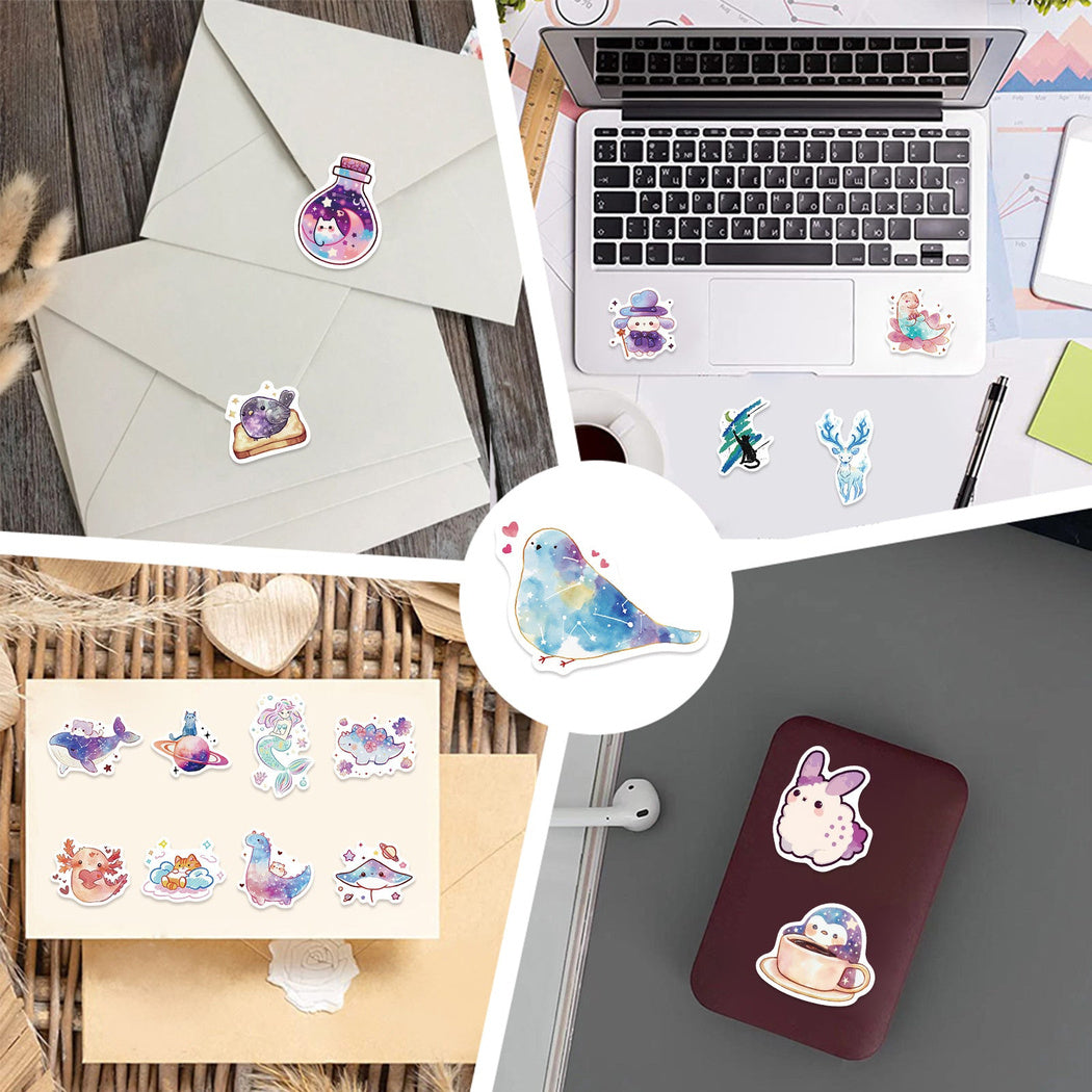 Lunira - Watercolor Galaxy Animal Sticker Pack