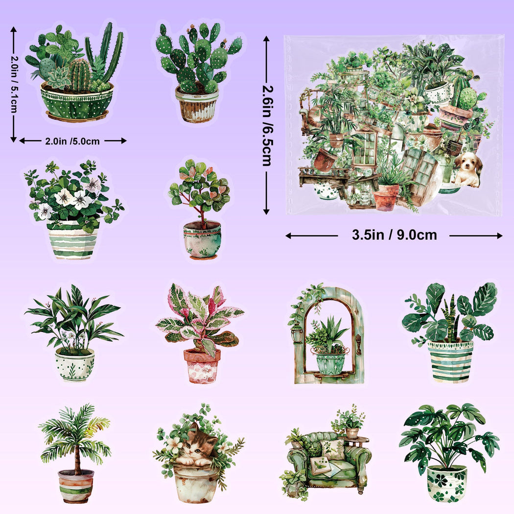 Lunira - Green Houseplant Botanical Sticker Pack