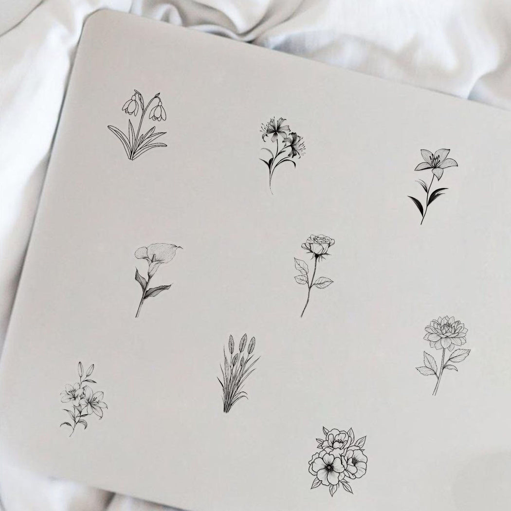 Lunira - Black White Botanical Line Art Sticker Pack