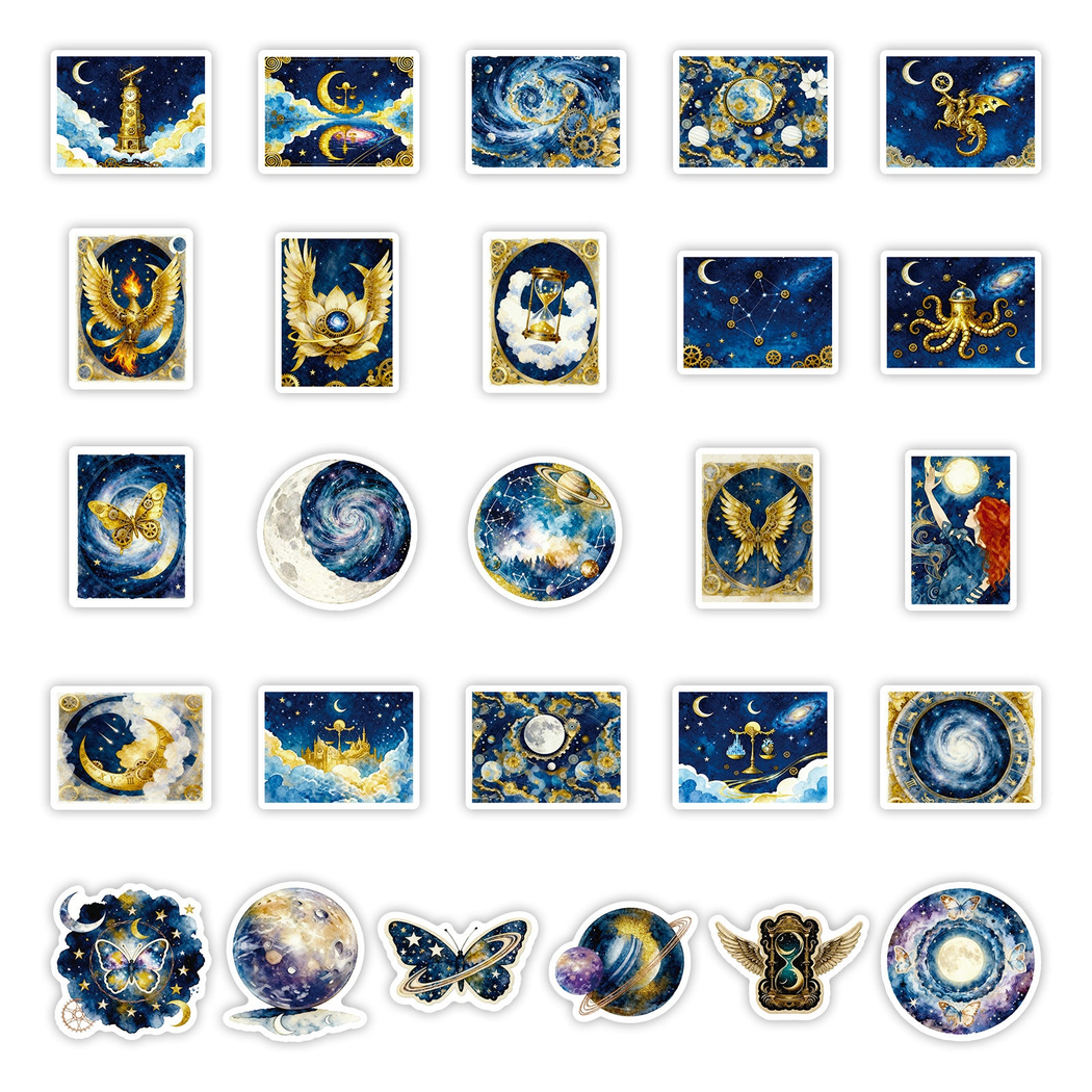 Lunira - Blue-Gold Celestial Sticker Pack - product view 4 4
