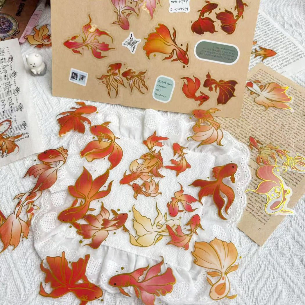 Koi fish stickers shown in use