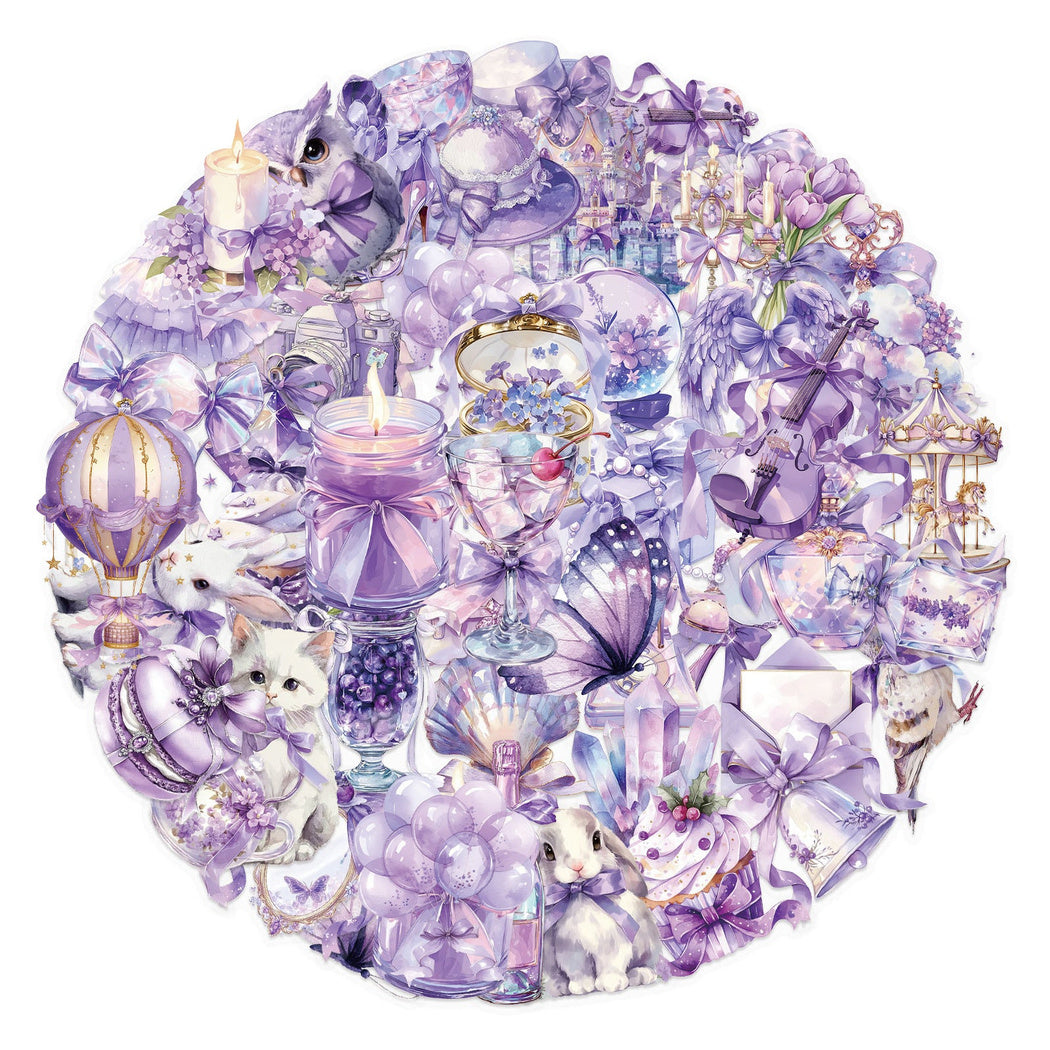 Purple fantasy carousel stickers shown in use