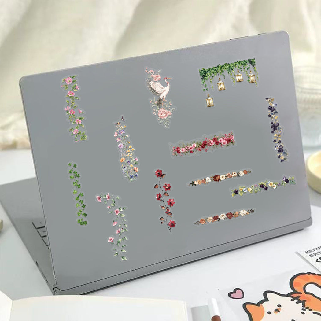 Floral border and garland stickers shown in use
