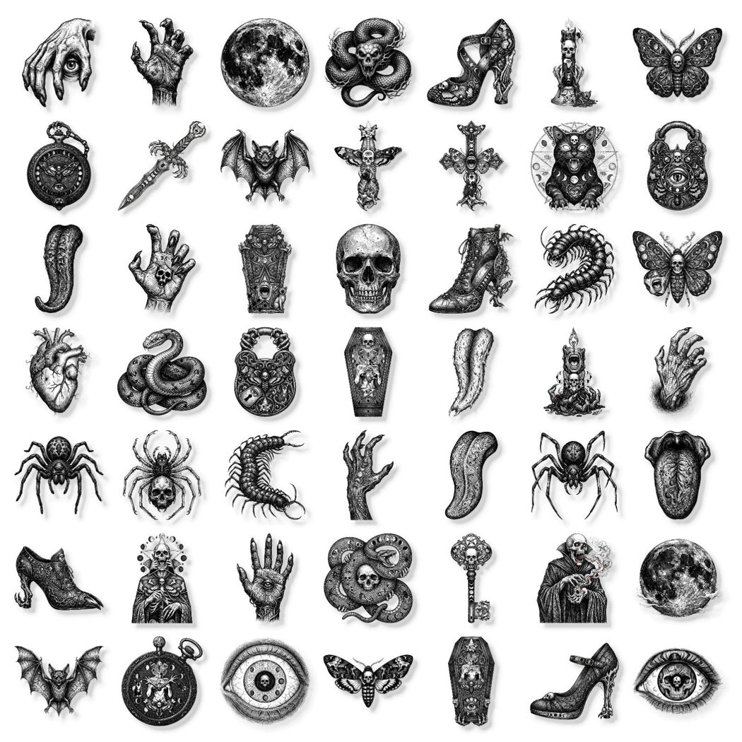 Lunira - Gothic Skull Horror Sticker Pack - Goth variant