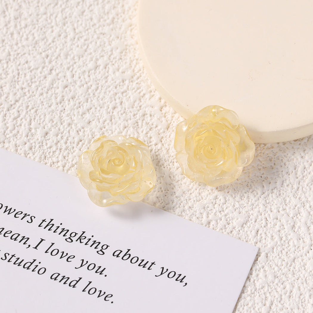 Yellow Translucent Rose Flower Craft Embellishment, single variant view