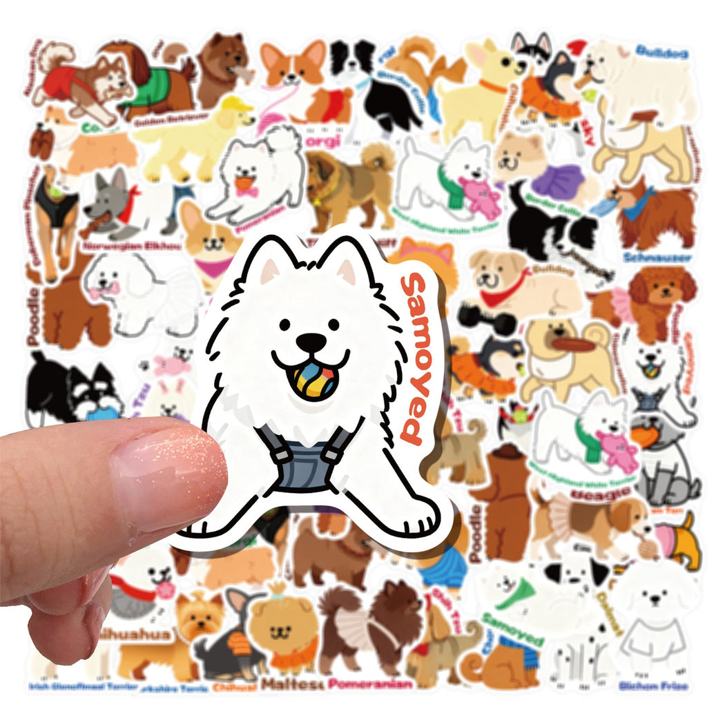 Hand holding an illustrated dog sticker