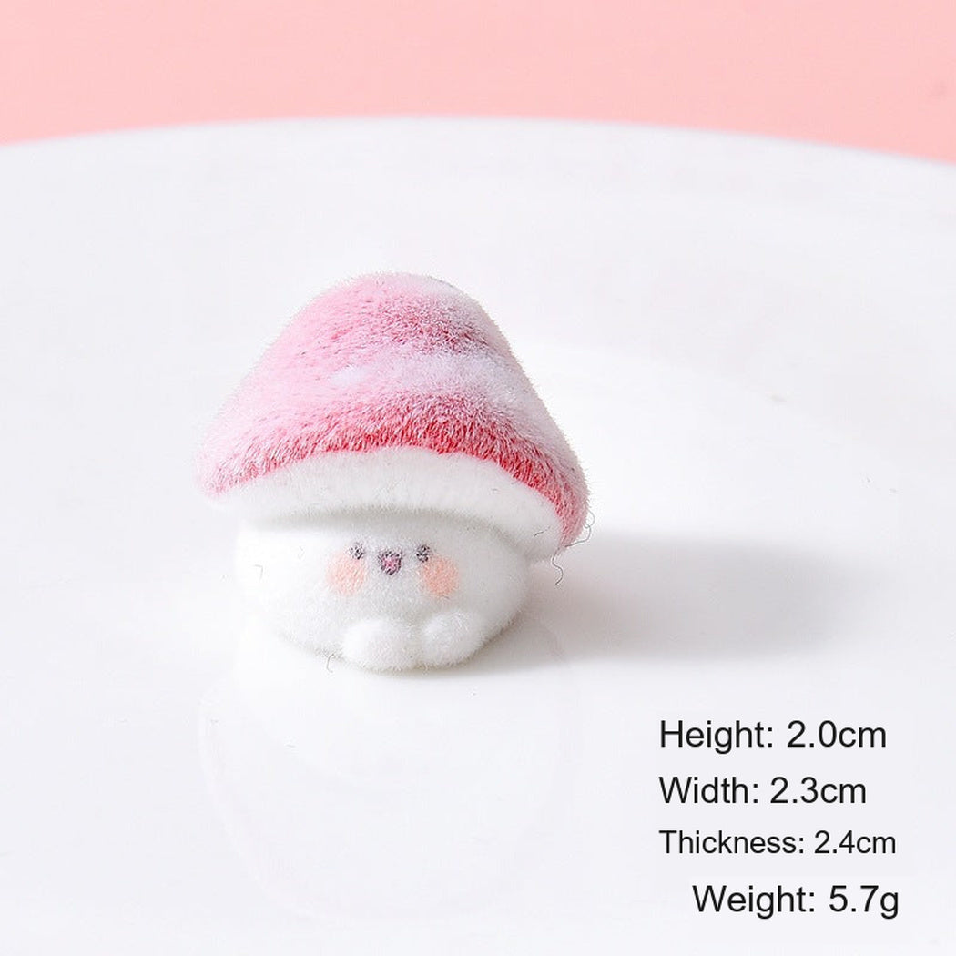 Prone Flocked Expressive Mushroom Figurine, single variant view