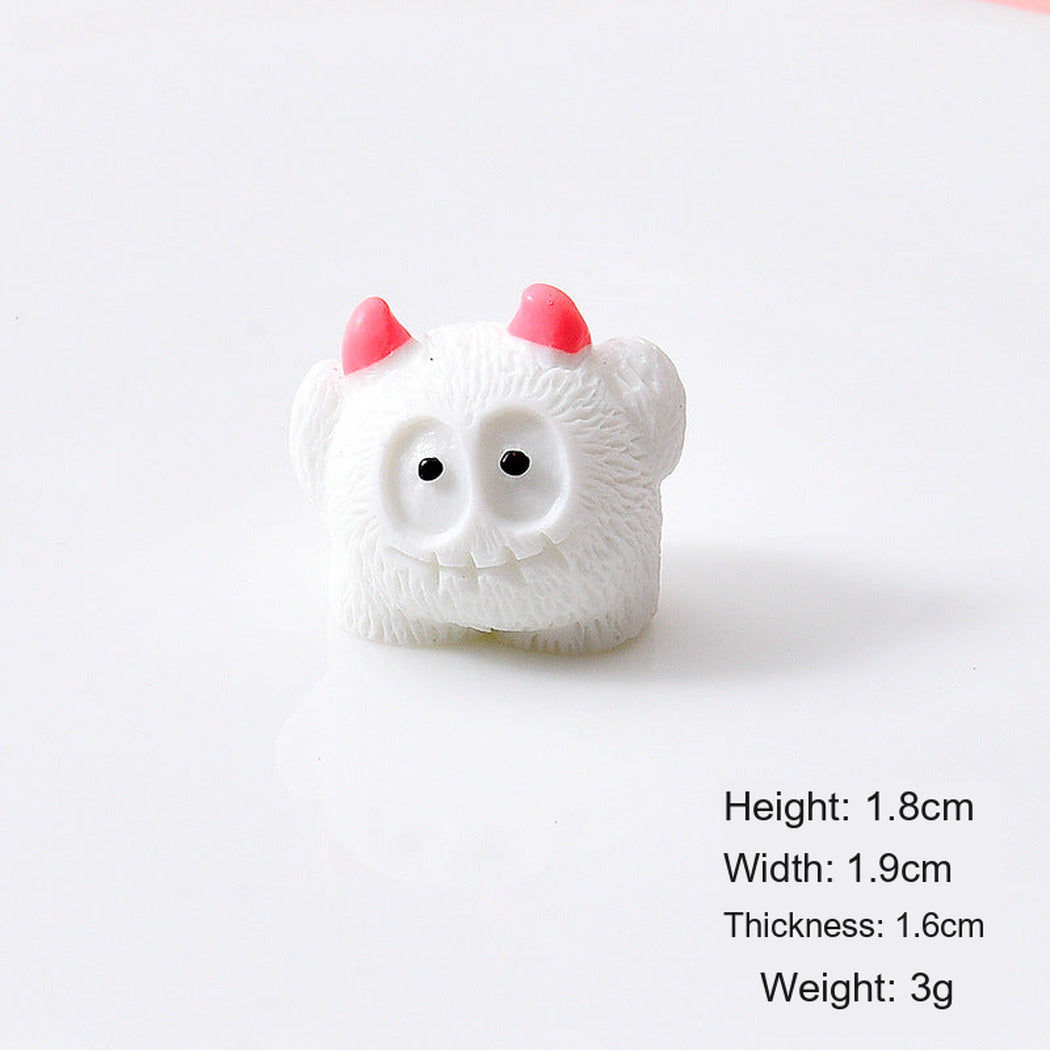 White Colorful Round Monster Miniature Figurine, single variant view