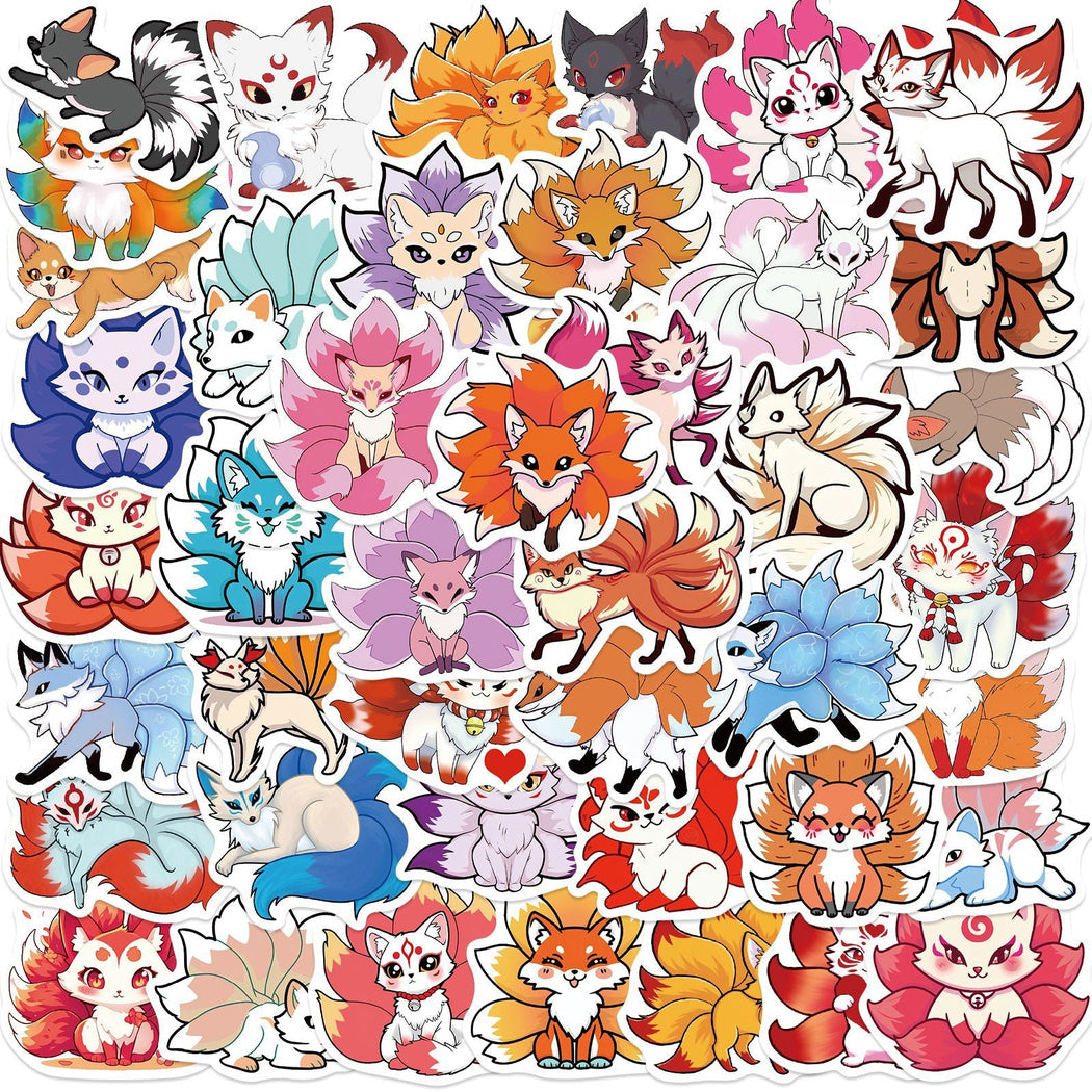 Lunira - Colorful Nine-Tailed Fox Cartoon Sticker Pack