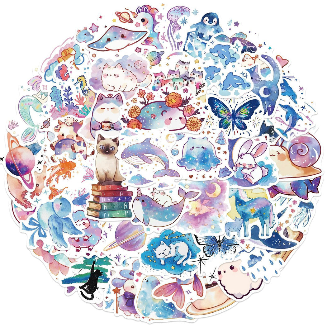 Lunira - Watercolor Galaxy Animal Sticker Pack
