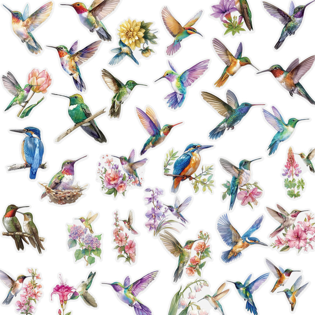 Lunira - Watercolor Hummingbird Floral Sticker Pack