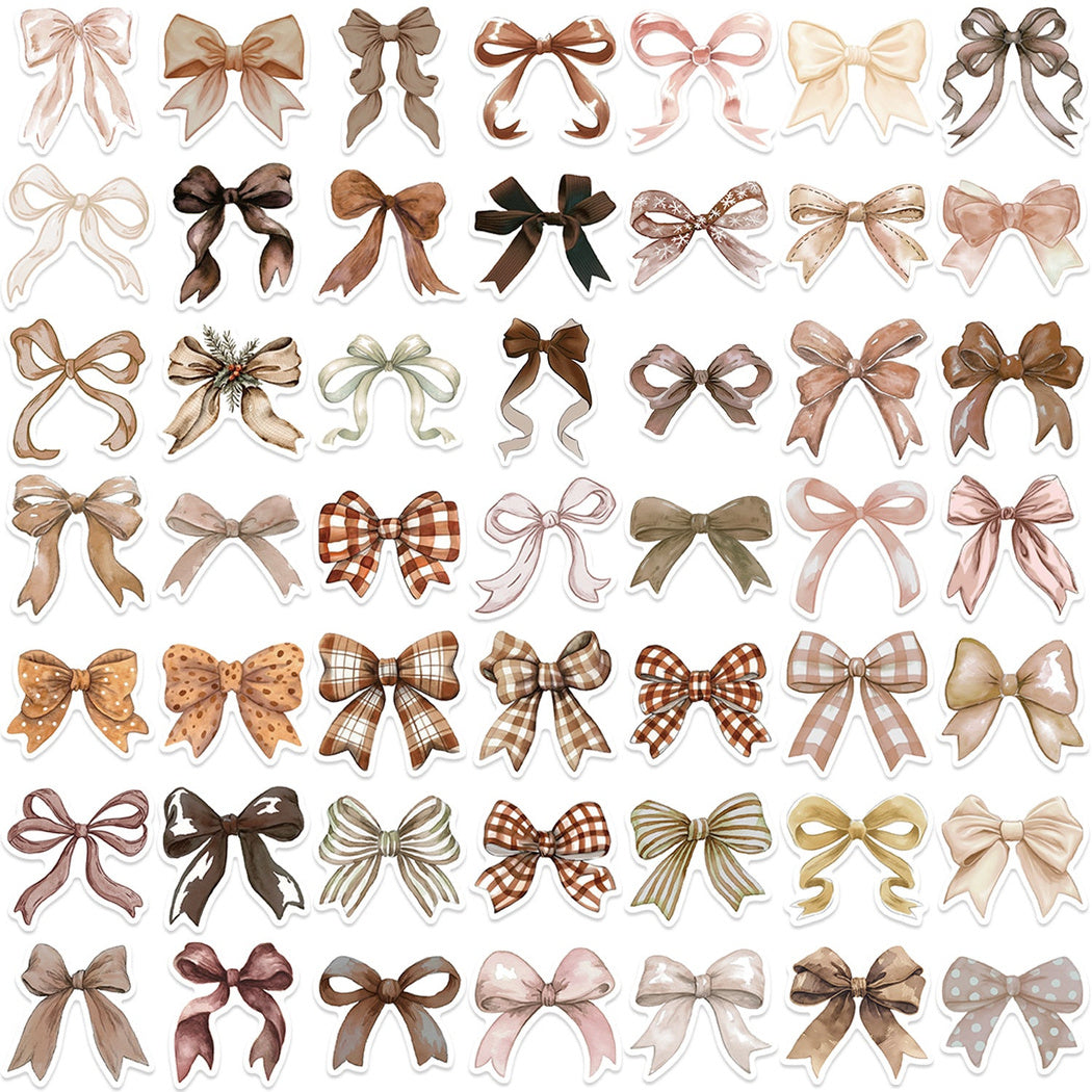 Lunira - Brown Bow Ribbon Sticker Pack