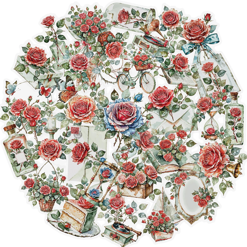 Lunira - Vintage Rose Botanical Sticker Pack - Rose variant 5