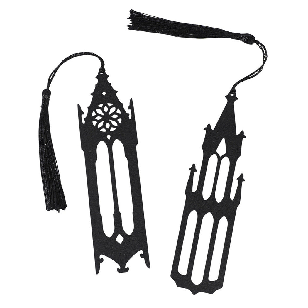 Two gothic church bookmark styles close-up