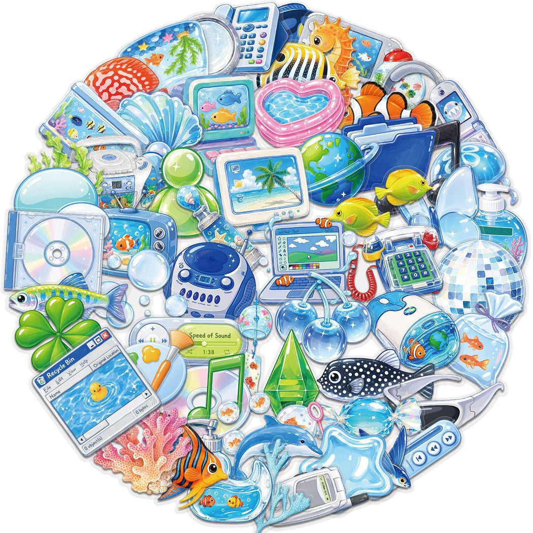 Frutiger Aero grouped sticker assortment