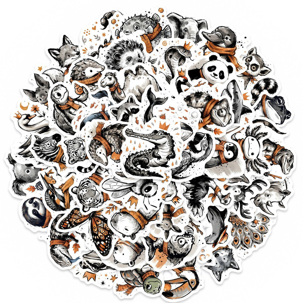 Lunira - Monochrome Woodland Animal Sticker Pack - product view 5