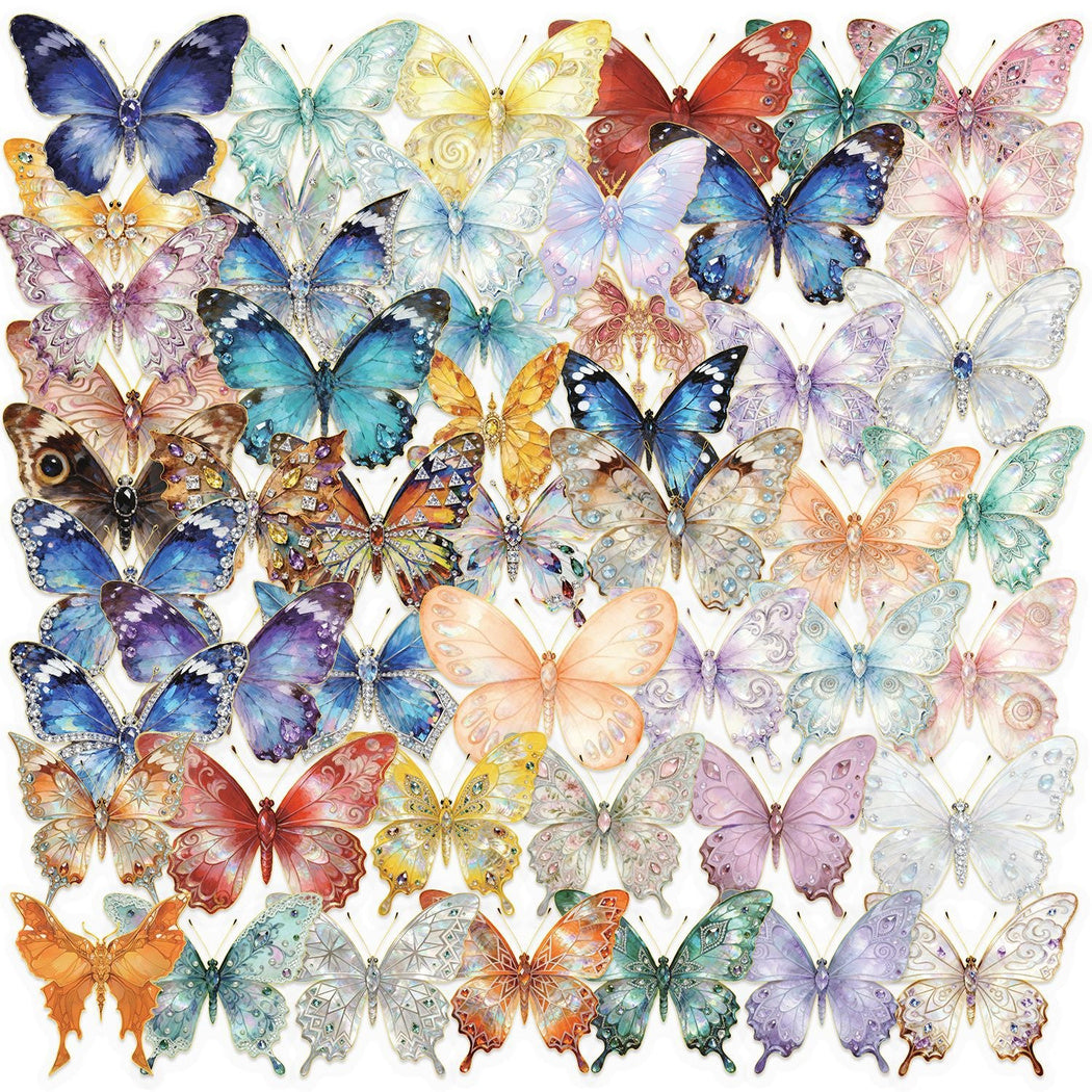 Watercolor butterfly grouped sticker assortment