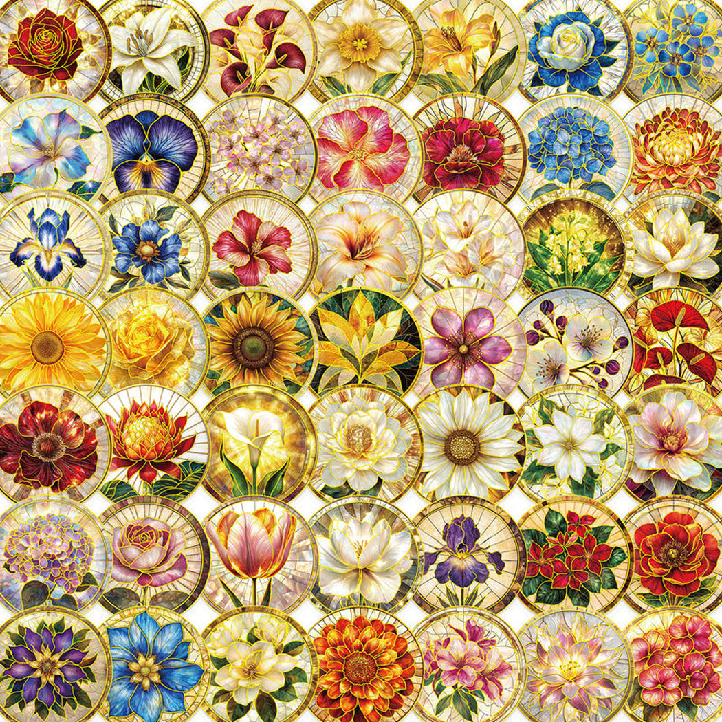 Vintage botanical medallion grouped sticker assortment