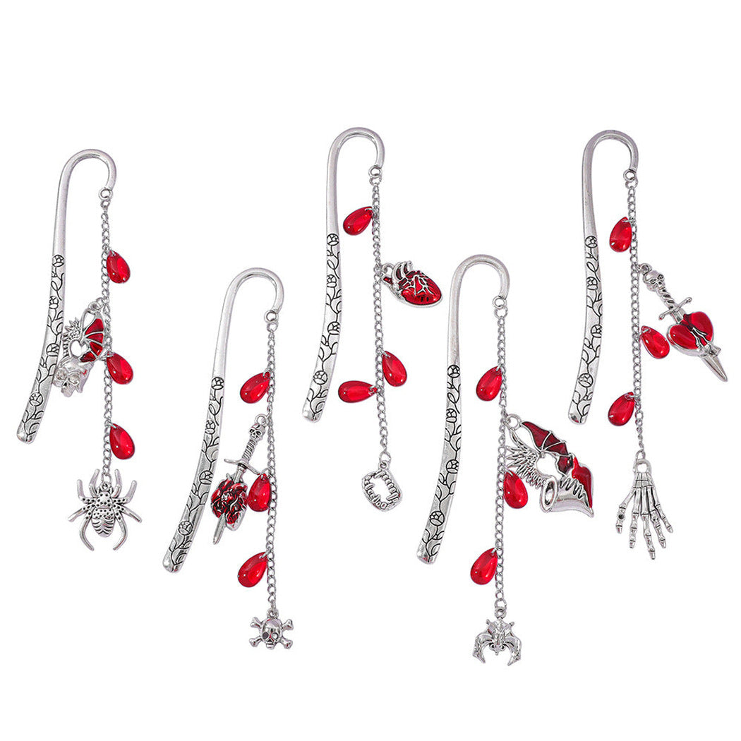 Five gothic charm bookmark styles on white