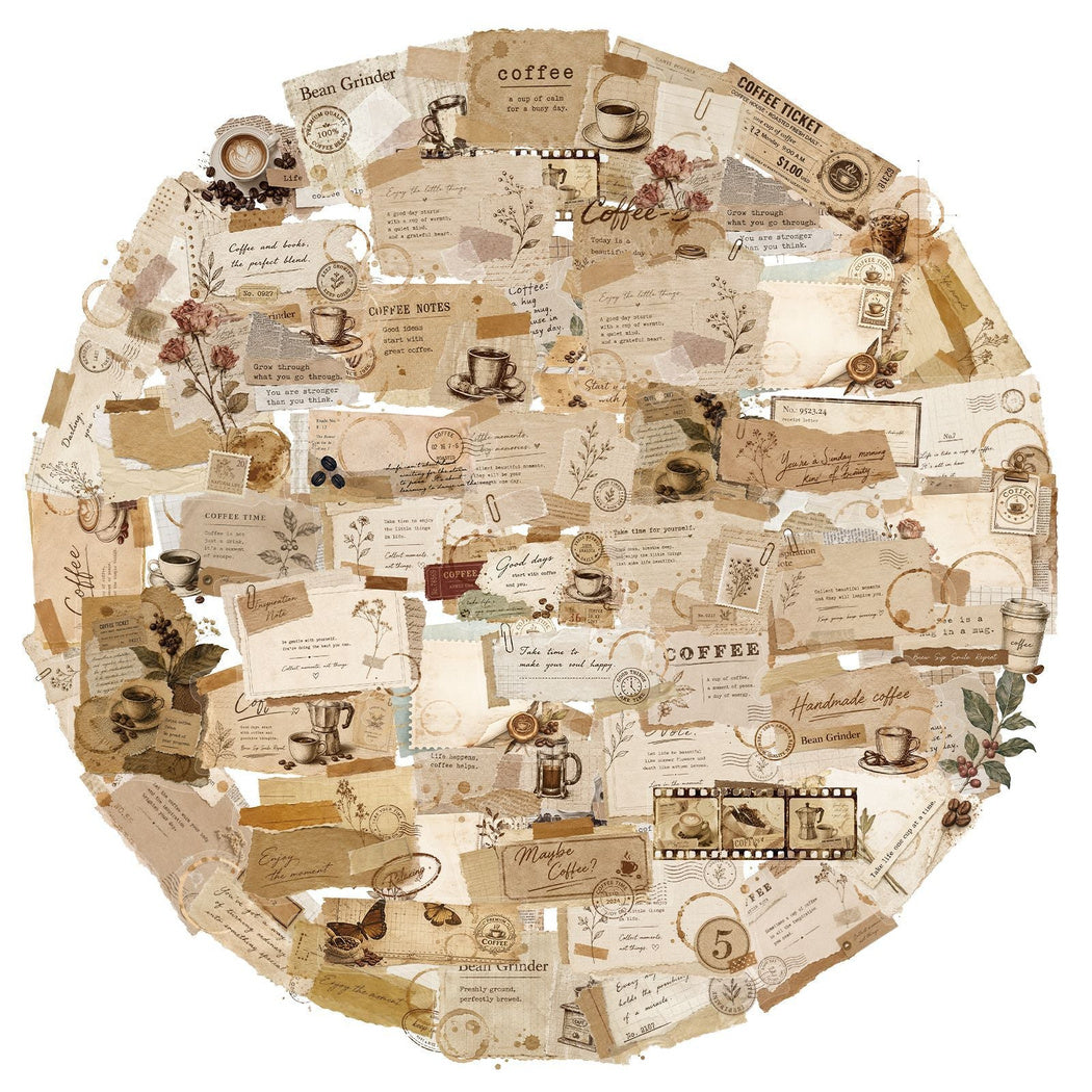 Vintage coffee label grouped sticker assortment