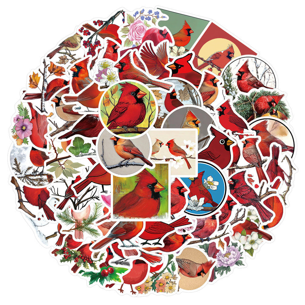 Lunira - Red Bird Watercolor Sticker Pack