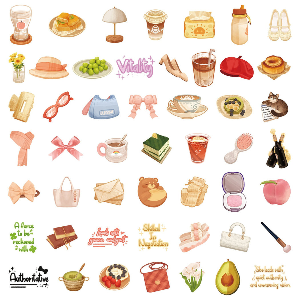 Individual cafe food and drink sticker designs