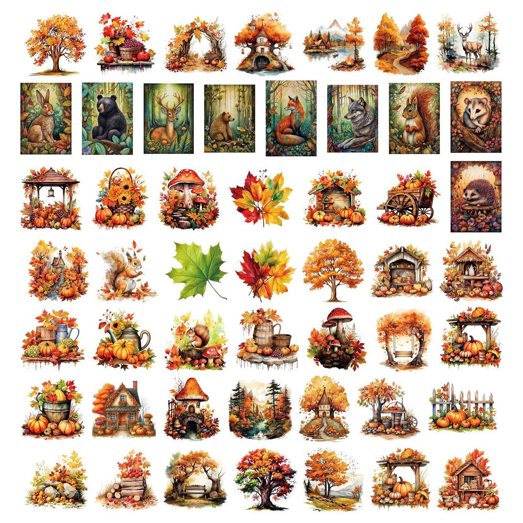 Individual autumn woodland sticker designs