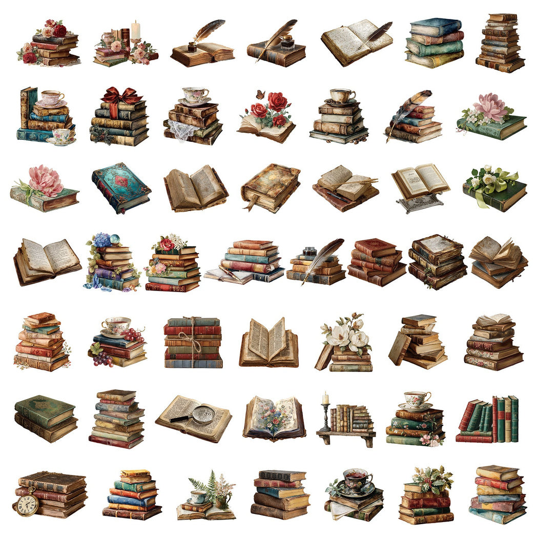 Individual vintage book sticker designs