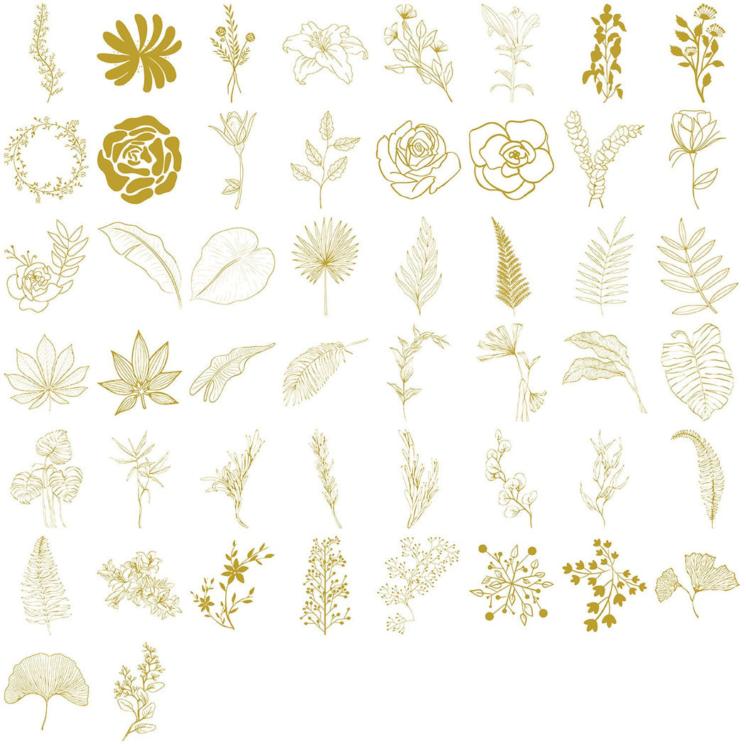 Gold botanical line art individual sticker designs