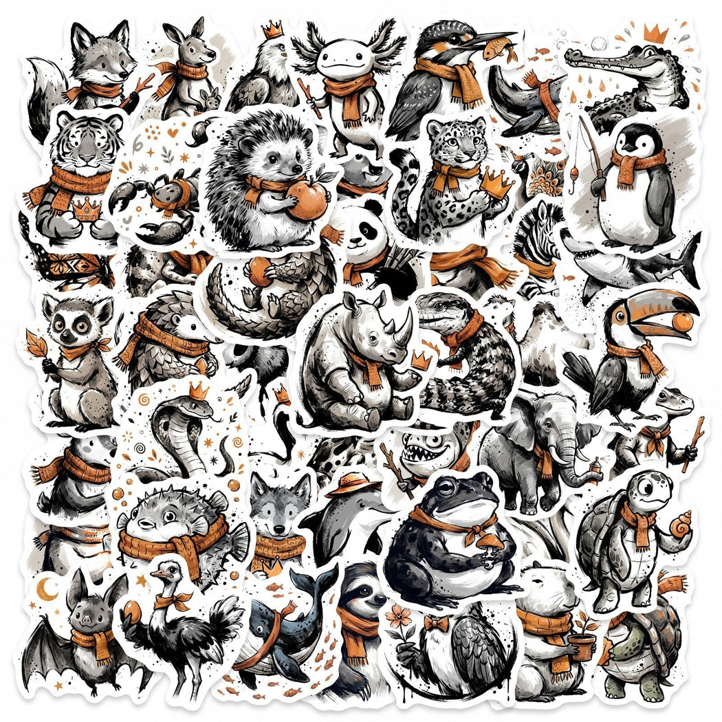Lunira - Monochrome Woodland Animal Sticker Pack - Woodland variant