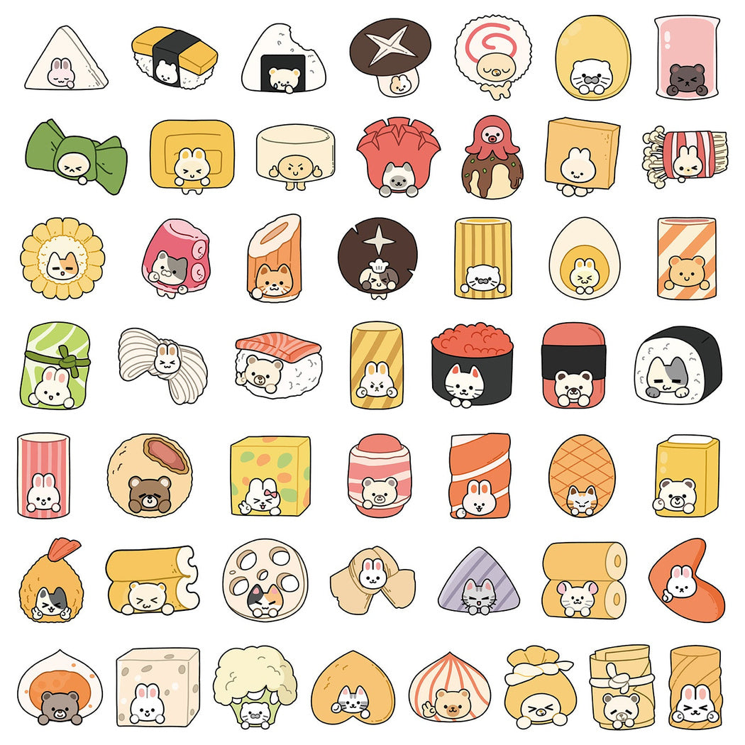 Cute character and food individual sticker designs