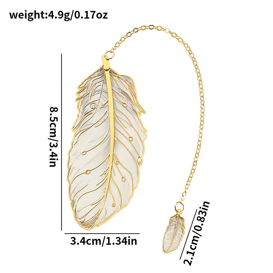 SQ1837 feather bookmark with dimension labels