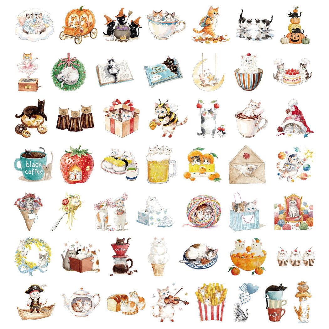 Cozy cat and food individual sticker designs