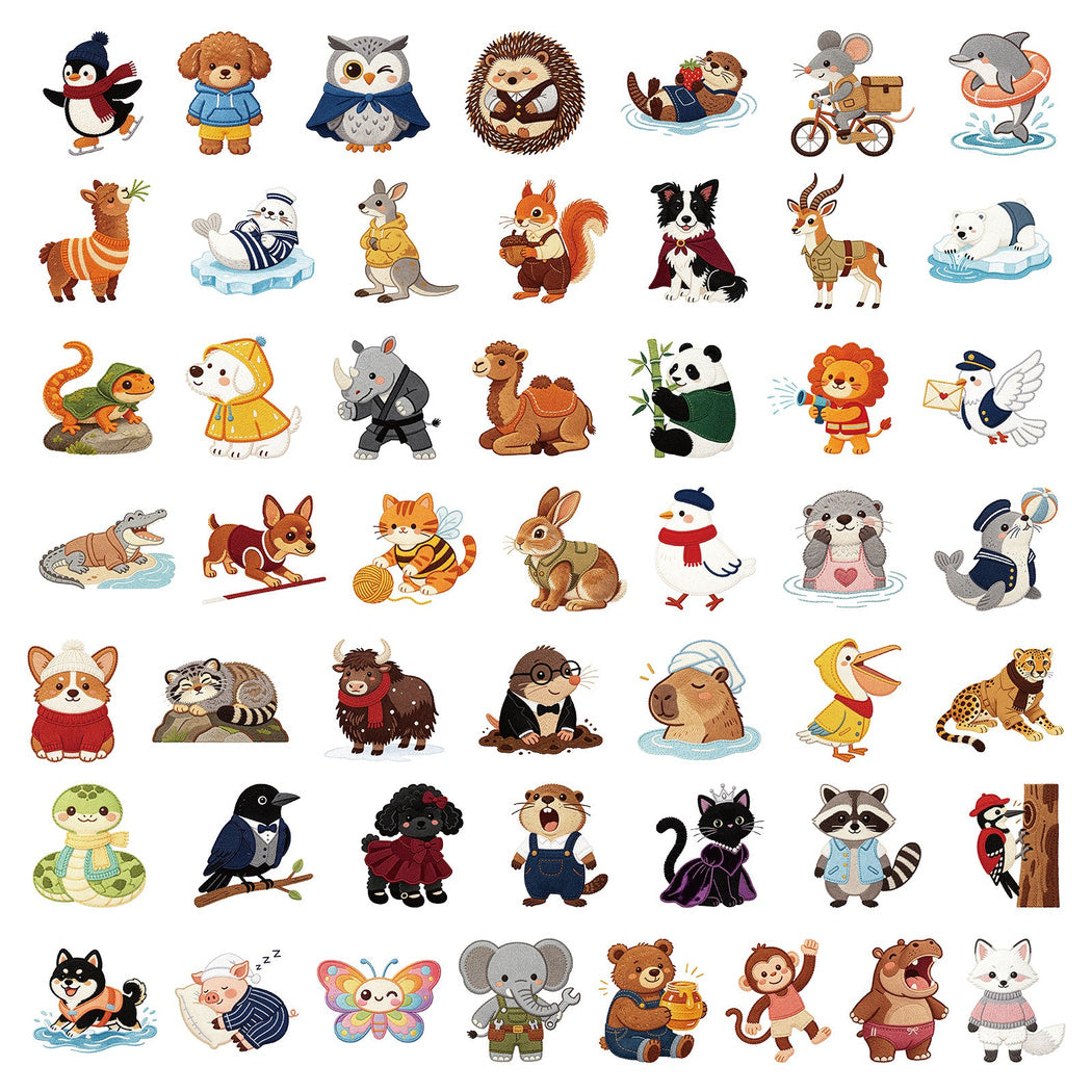 Forest animal individual sticker designs