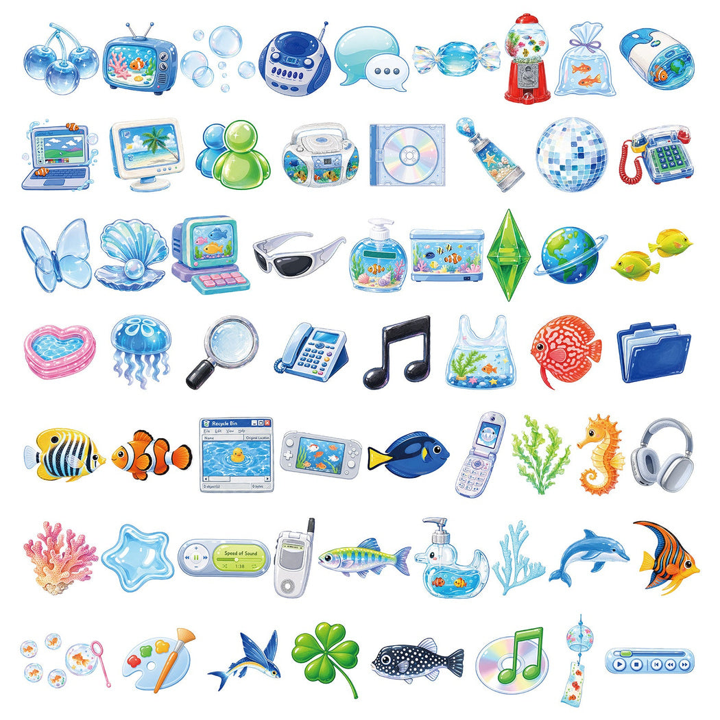 Frutiger Aero individual sticker designs