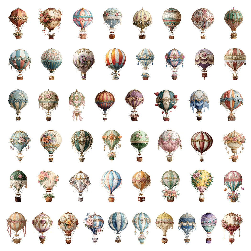 Vintage hot air balloon individual sticker designs