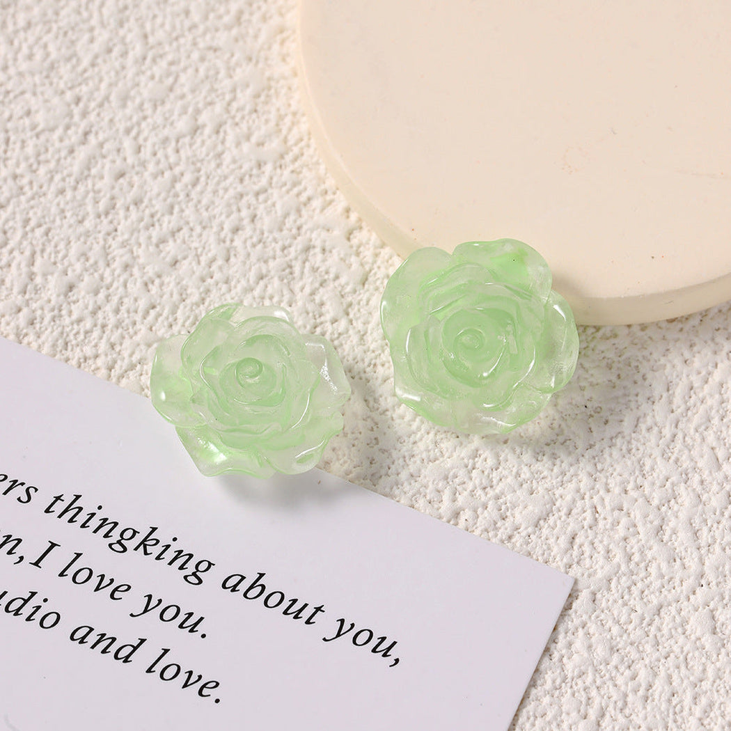 Green Translucent Rose Flower Craft Embellishment, single variant view