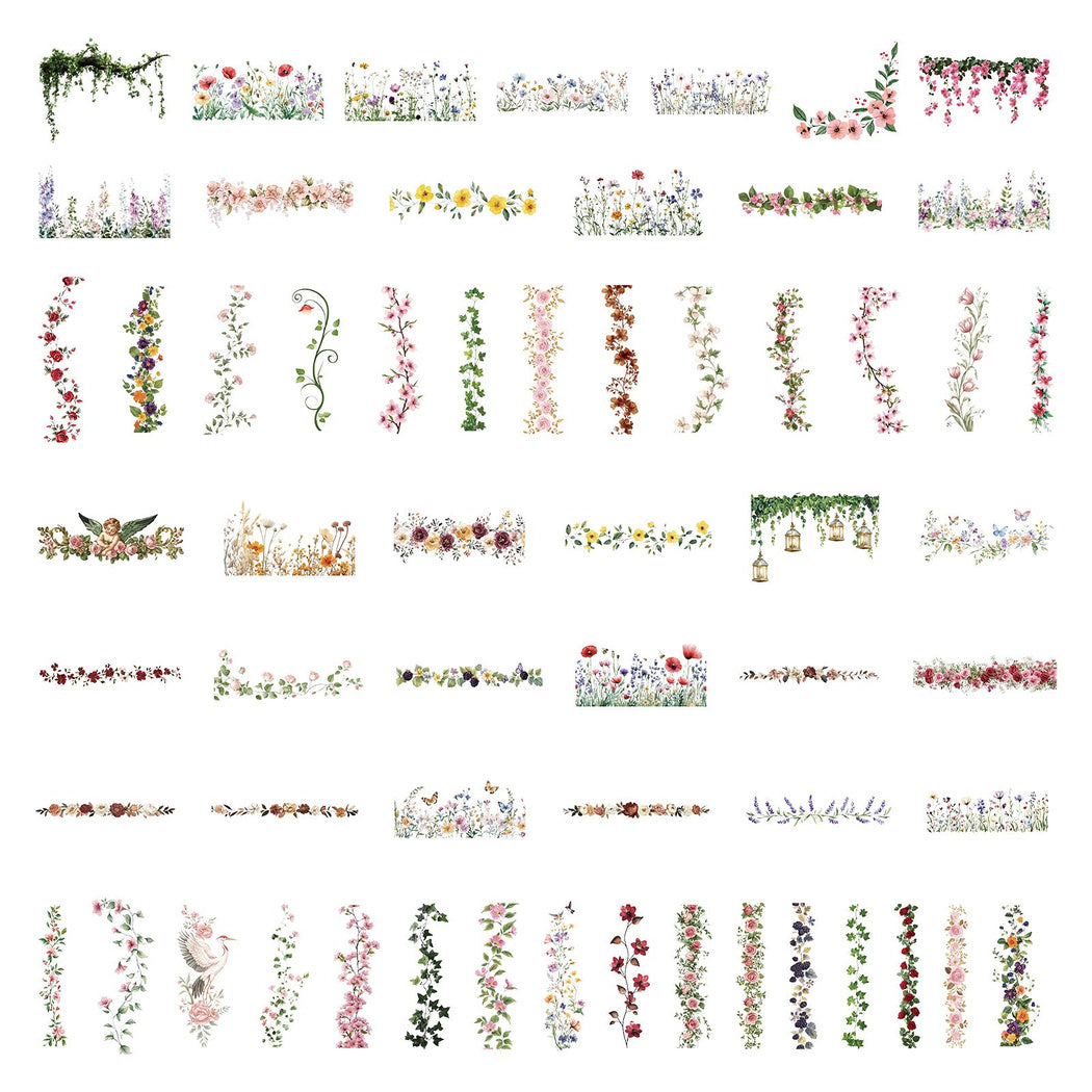 Floral border and garland individual sticker designs