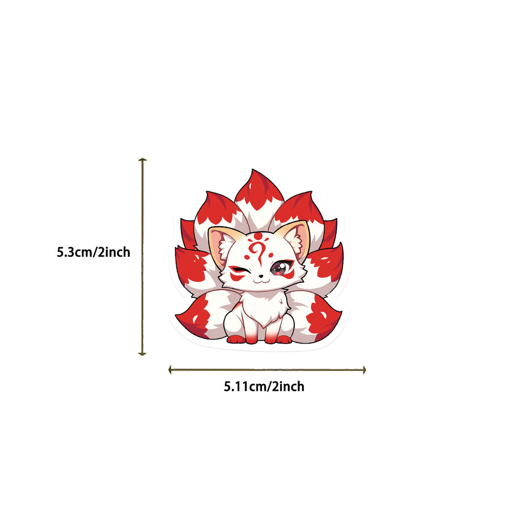 Lunira - Colorful Nine-Tailed Fox Cartoon Sticker Pack
