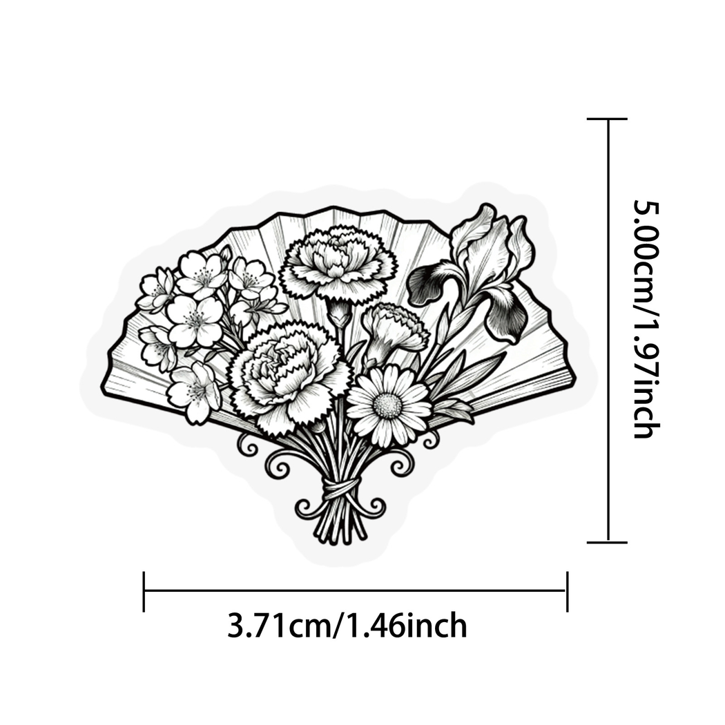 Lunira - Black-White Line-Art Floral Sticker Pack - product view 7