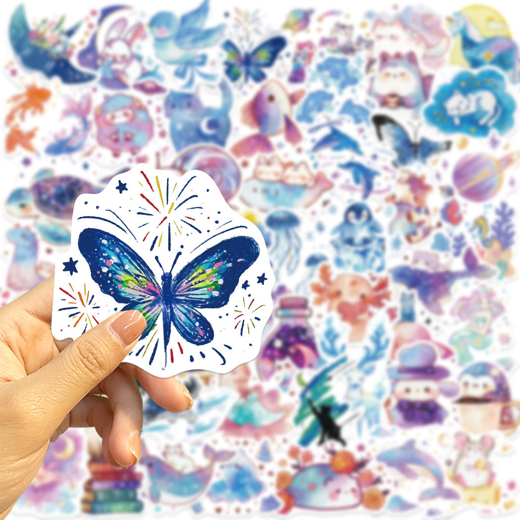 Lunira - Watercolor Galaxy Animal Sticker Pack